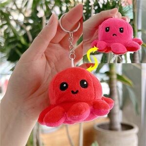 Reversible Octopus Plush Keychain Mood Octopus Plush Toy Cute Kawaii Bag Charm